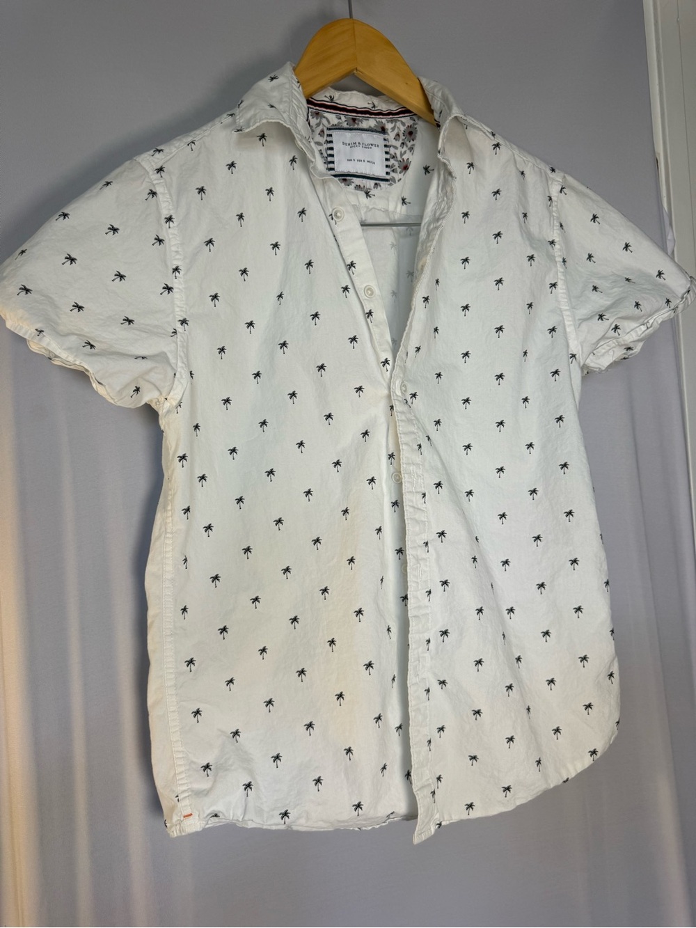 Denim & Flower Ricky Singh Palm Tree Button Down Shirt Size Small